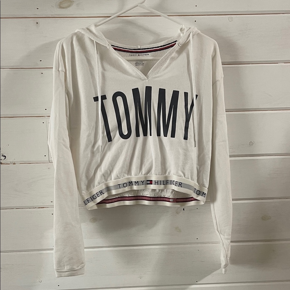 Tommy Hilfiger White Hoodie with Logo
